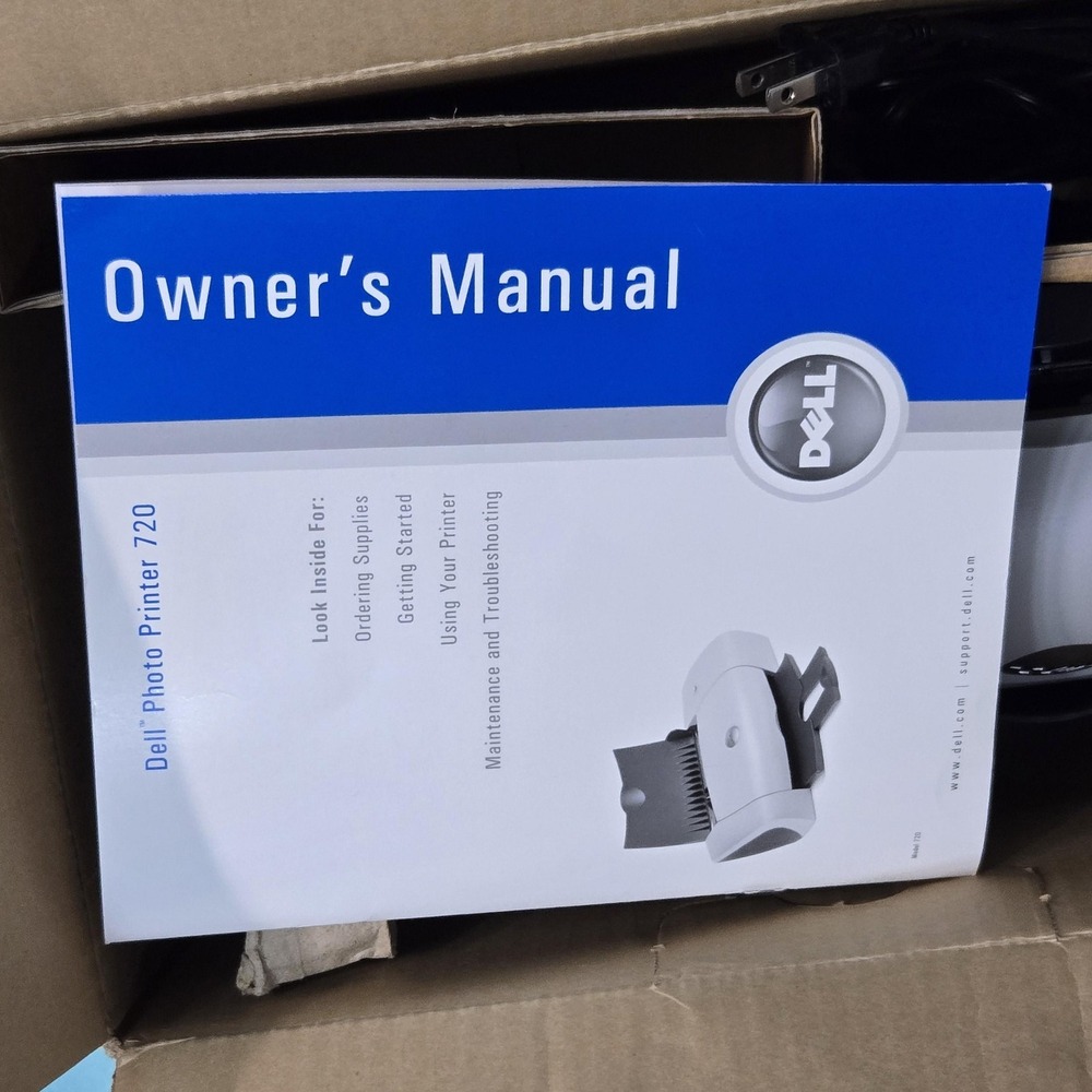 Dell Photo Printer 720 Inkjet USB With Owner's Manual In Box Untested Cables - Picture 2 of 6